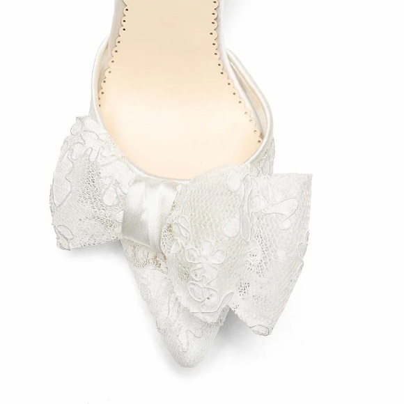 Bella Belle Francesca Lace Slingback Bow Heels - Picture 4 of 10
